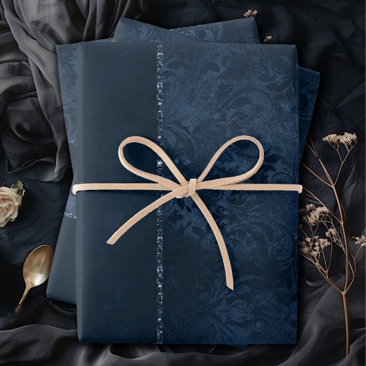 Mitternacht-Marine-Romance | Blue Satiny Grunge Da Geschenkpapier Set