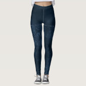 Mitternacht-Marine-Romance | Blue Satiny Grunge Da Leggings (Vorderseite)