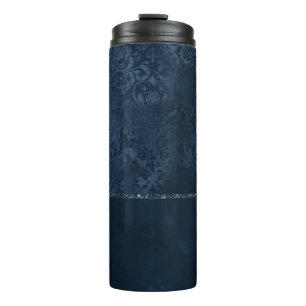 Mitternacht-Marine-Romance Blue Satiny Grunge Da Thermosbecher
