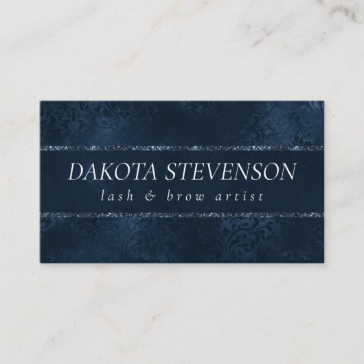 Mitternacht-Marine-Romance | Blue Satiny Grunge Da Visitenkarte (Vorderseite)