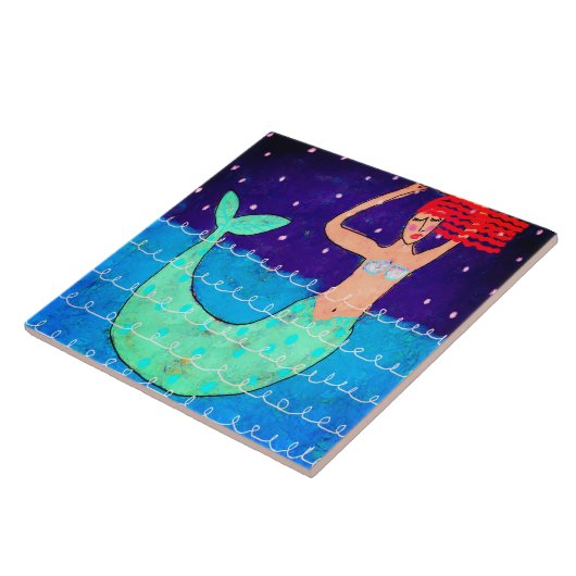 Mitternacht Meerjungfrau Abstrakte Malerei Fliese (Seite)