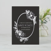 Mitternacht Moderner Blumenstrauß Save the Date Folieneinladung (Stehend vorne)