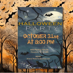 Mitternacht Mondlicht Adult Halloween Einladung