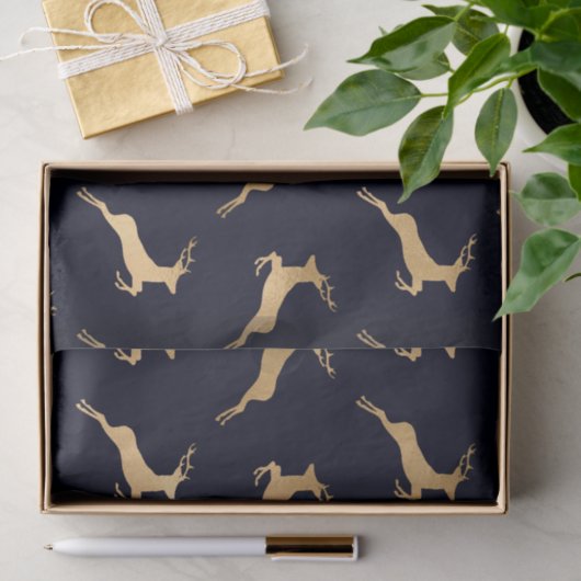 Mitternacht Navy Blue Gold Death Pattern Seidenpapier (Geschenk)