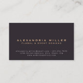 Mitternacht Navy Blue & Grau Floral Visitenkarte (Rückseite)