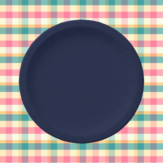 Mitternacht Navy Blue Solid Color Pappteller