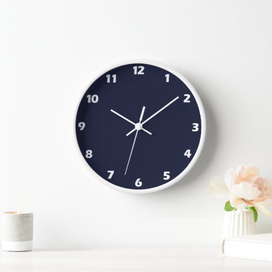 Mitternacht Navy Blue Solid Color Uhr (Zuhause)