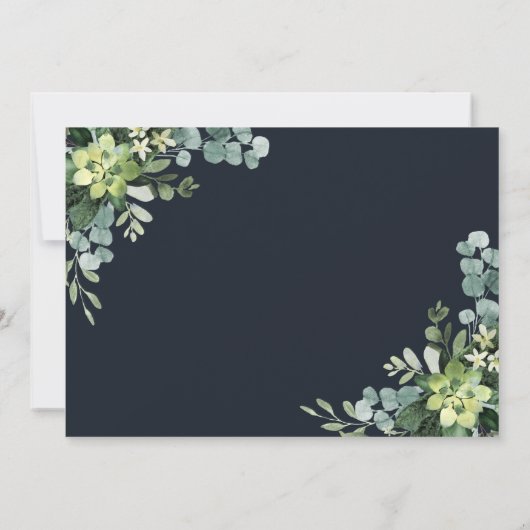 Mitternacht Navy Blue Succulent Couples Dusche Einladung (Rückseite)