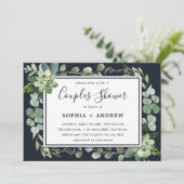 Mitternacht Navy Blue Succulent Couples Dusche Einladung (Stehend Vorderseite)