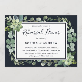 Mitternacht Navy Blue Succulous Probe Dinner Einladung