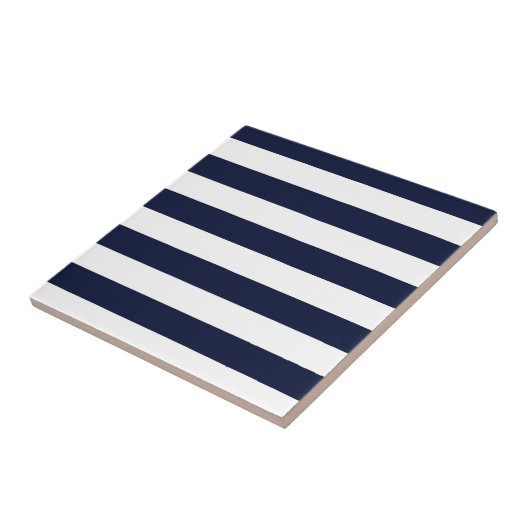 Mitternacht Navy Blue und White Stripes Fliese (Seite)