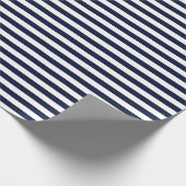 Mitternacht Navy Blue und White Stripes Geschenkpapier (Ecke)