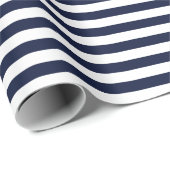 Mitternacht Navy Blue und White Stripes Geschenkpapier (Rolleneckpunkt)