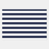 Mitternacht Navy Blue und White Stripes Geschenkpapier Set (Vorderseite 3)