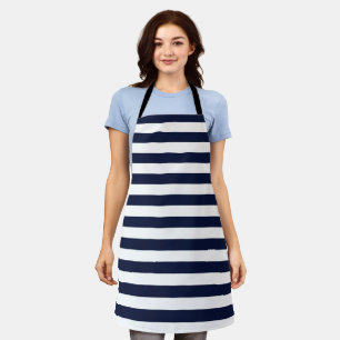 Mitternacht Navy Blue und White Stripes Schürze