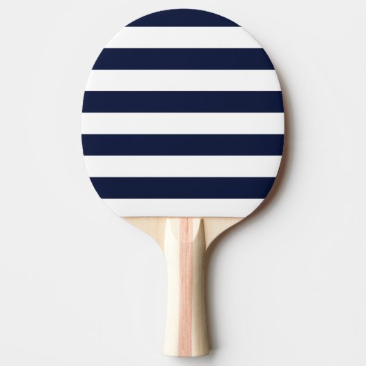 Mitternacht Navy Blue und White Stripes Tischtennis Schläger (Vorderseite)