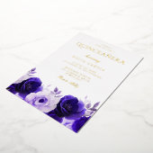 Mitternacht Navy Elegantes Gold Foil Quinceanera P Folieneinladung (Gedreht)