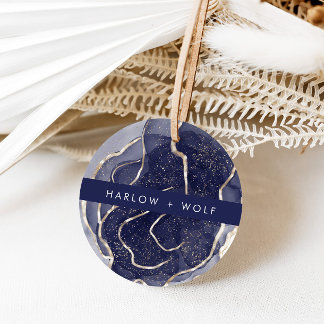 Mitternacht Navy Gold Elegante Moderne Hochzeit Geschenkanhänger