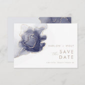 Mitternacht Navy Gold Elegante Moderne Save the Da Save The Date (Vorne/Hinten)