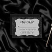 Mitternacht Onyx Romance | Black Satiny Damask Ent RSVP Karte