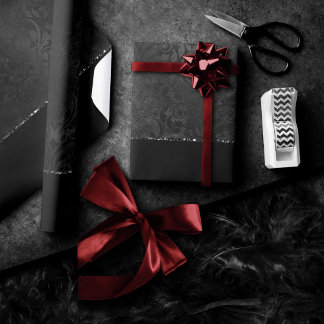 Mitternacht Onyx Romance | Black Satiny Grunge Dam Geschenkpapier