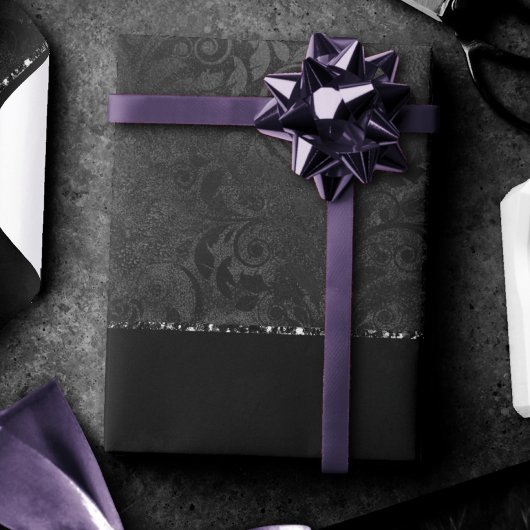 Mitternacht Onyx Romance | Black Satiny Grunge Dam Geschenkpapier