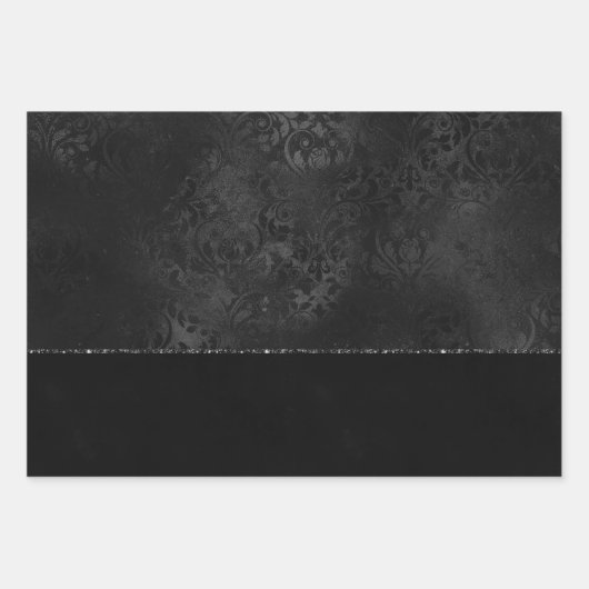 Mitternacht Onyx Romance | Black Satiny Grunge Dam Geschenkpapier Set (Vorderseite 2)