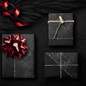 Mitternacht Onyx Romance | Black Satiny Grunge Dam Geschenkpapier Set
