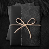 Mitternacht Onyx Romance | Black Satiny Grunge Dam Geschenkpapier Set