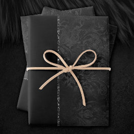 Mitternacht Onyx Romance | Black Satiny Grunge Dam Geschenkpapier Set