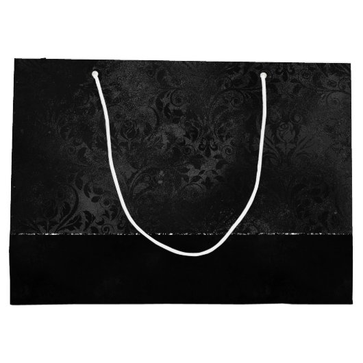 Mitternacht Onyx Romance | Black Satiny Grunge Dam Große Geschenktüte (Rückseite)