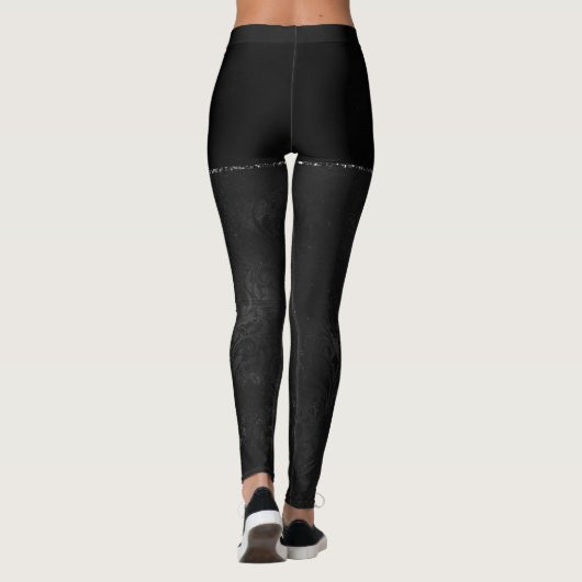 Mitternacht Onyx Romance | Black Satiny Grunge Dam Leggings (Rückseite)