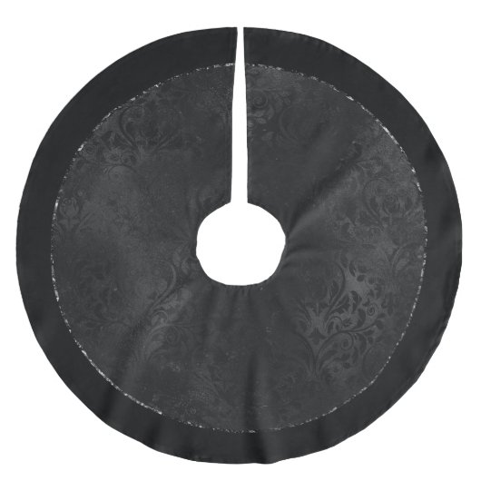 Mitternacht Onyx Romance | Black Satiny Grunge Dam Polyester Weihnachtsbaumdecke (Vorderseite)
