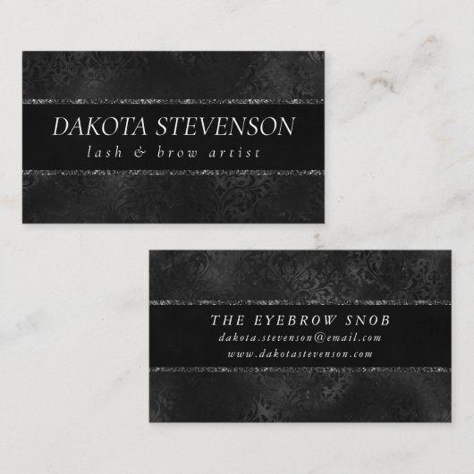 Mitternacht Onyx Romance | Black Satiny Grunge Dam Visitenkarte (Vorne/Hinten)