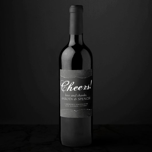 Mitternacht Onyx Romance | Black Satiny Grunge Dam Weinetikett