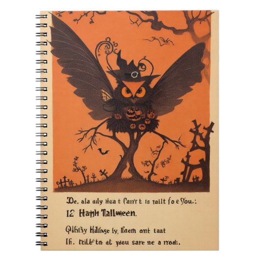 Mitternacht Owl Halloween Night Notebook Notizblock (Vorderseite)