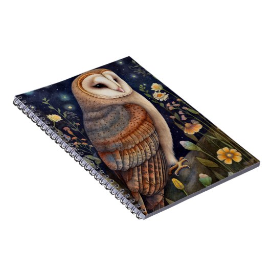 Mitternacht Owl Spiral Foto Notebook Notizblock (Rechte Seite)