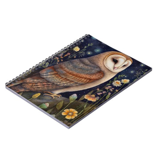 Mitternacht Owl Spiral Foto Notebook Notizblock (Linke Seite)