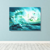 Mitternacht Ozean Unicorn Stretched Canvas Print Leinwanddruck (Insitu (Holzboden))
