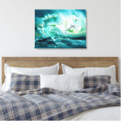 Mitternacht Ozean Unicorn Stretched Canvas Print Leinwanddruck (Insitu (Schlafzimmer))