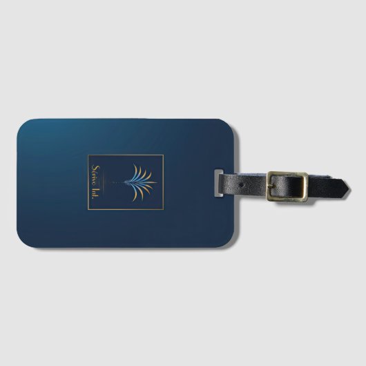 Mitternacht Palm Collection Navy Blue & Gold Gepäckanhänger (Vorderseite (Horizontal))