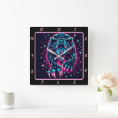 Mitternacht Panther Electric Neon Timer Quadratische Wanduhr (Zuhause)