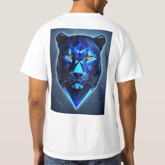 "Mitternacht Panther: Geometrischer Vector Design- T-Shirt (Rückseite)
