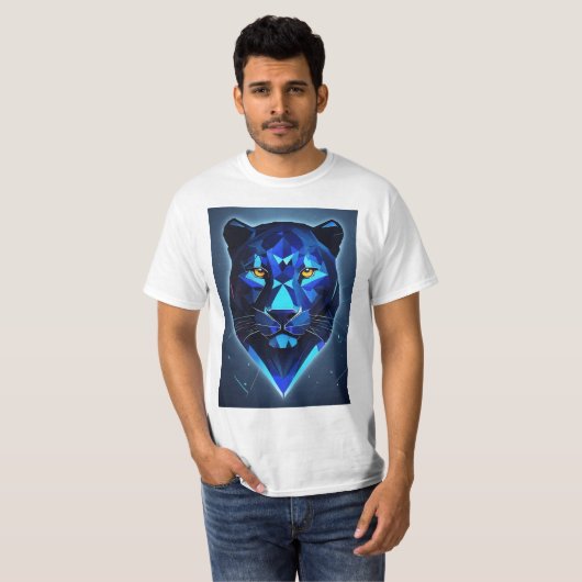 "Mitternacht Panther: Geometrischer Vector Design- T-Shirt (Vorne ganz)