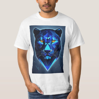 "Mitternacht Panther: Geometrischer Vector Design- T-Shirt