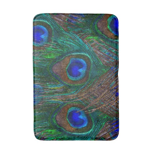 Mitternacht Pfauenfedern Etching Style Badematte (Vorderseite Vertikal)