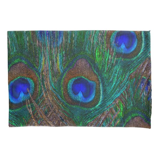 Mitternacht Pfauenfedern Etching Style Kissenbezug (Vorderseite-Links)