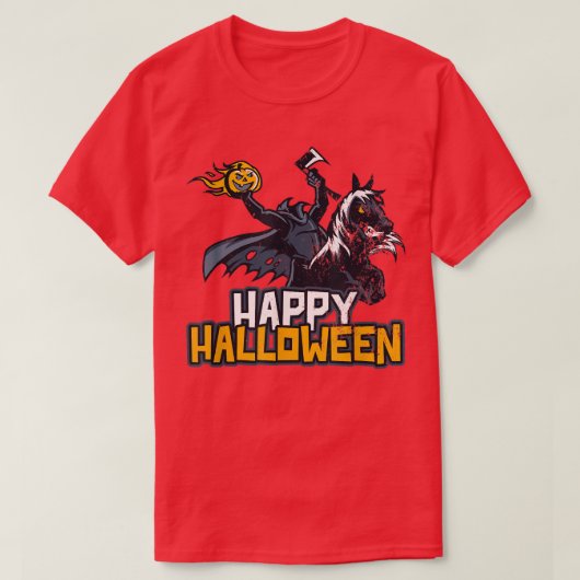 Mitternacht Pferde Pumpkin Head Rider Happy Hallow T-Shirt (Design vorne)