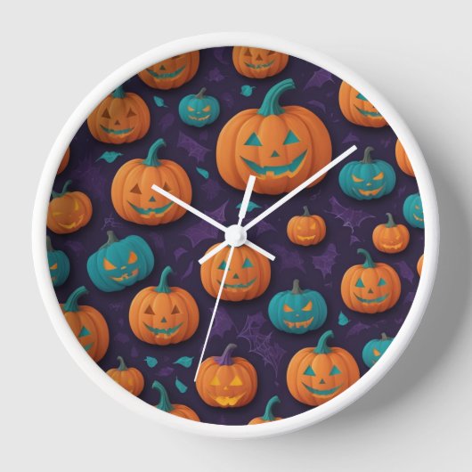 Mitternacht Pumpkin Wall Clock Uhr (Vorderseite)