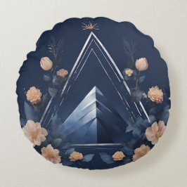 Mitternacht Pyramide Dreamscape Floral AI Art Rundes Kissen